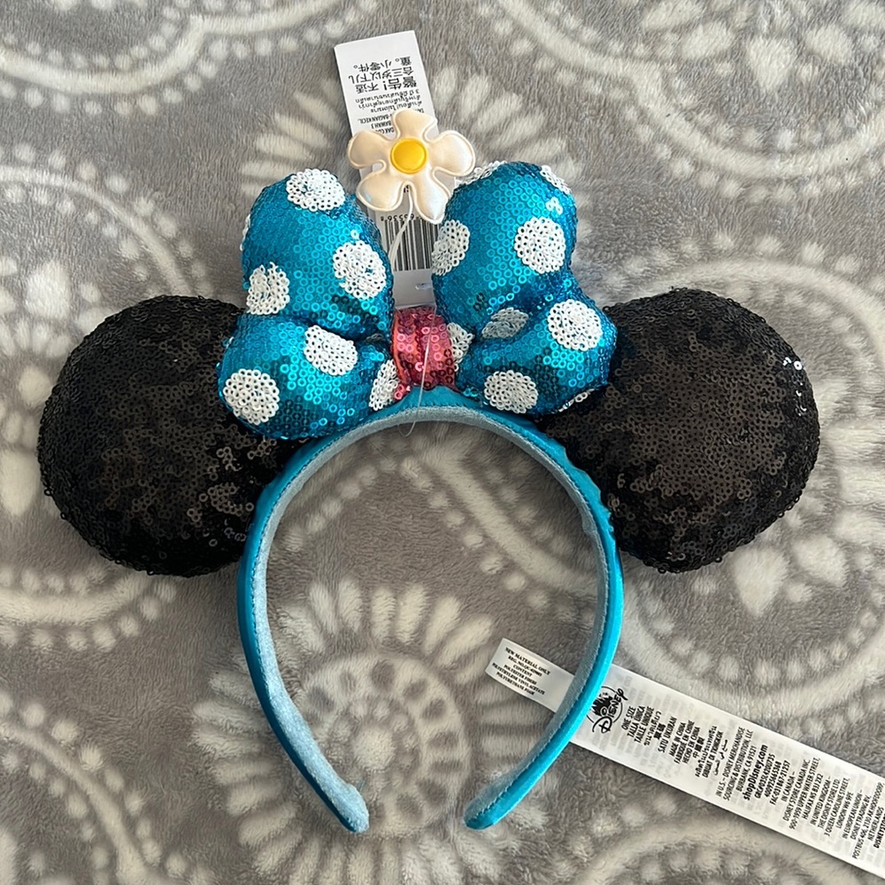 Blue Bow Minnie Mouse Ears